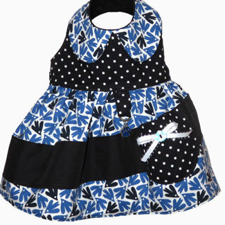 Picture of Dog Dress - Birds & Dots with collar