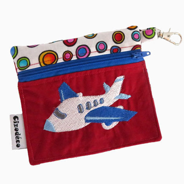 Picture of Utility Pouch - White Plane on Red