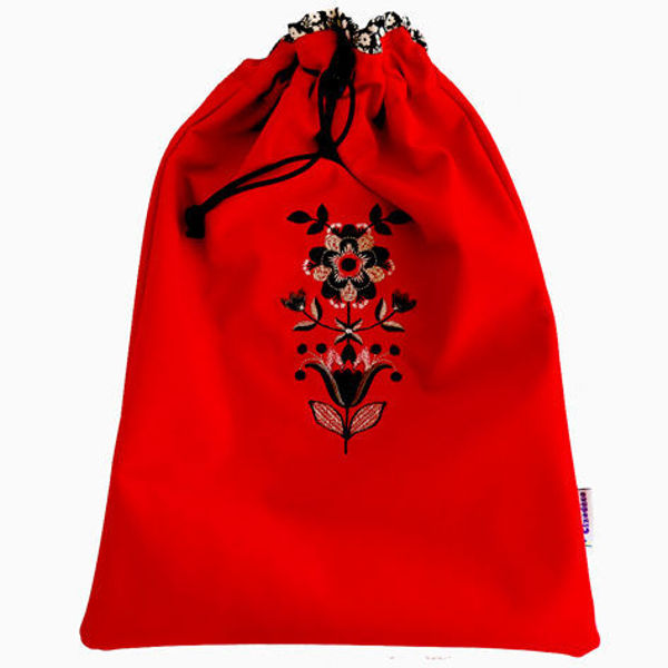 Image sur Sac à souliers - Floral rouge et noir