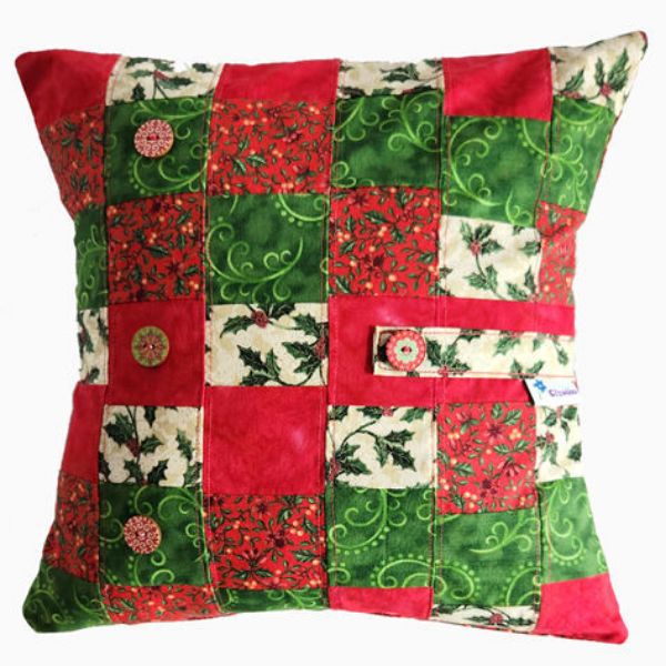 Image sur Housse de Coussin 14" - Carrés patchwork 2en1