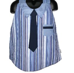 Image de Bavoir Mode Ajustable - Cravate marine ligné Denim