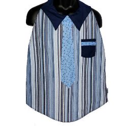 Image de Bavoir Mode Ajustable - Cravate bleu pâle ligné Denim