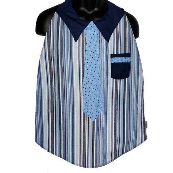Image sur Bavoir Mode Ajustable - Cravate bleu pâle ligné Denim