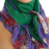 Image sur Foulard Mode - Floral métallique OR sur vert