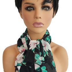 Image de Foulard Mode - Floral sur noir