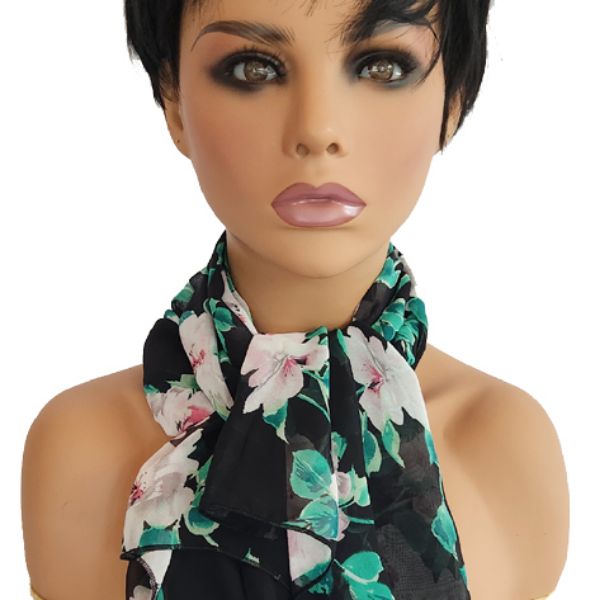 Image sur Foulard Mode - Floral sur noir