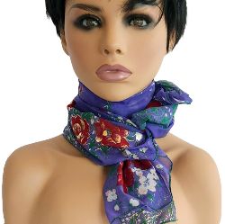 Image de Foulard Mode - Floral et métallique OR sur violet