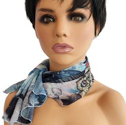 Image de Foulard Mode - Paon pierres de cristal